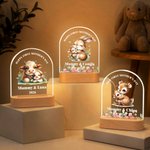 Personalisierte niedliche Tier Mutter Kind gewölbt LED-Nachtlicht mit Namen und hölzerne Basis Home Decor Muttertag Urlaub Geschenk für Mama Kind