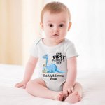 Personalized Dinosaur Dad and Son Daughter Cotton T-shirt Suit Our First Father’s Day Gift Special Gift for Dad Men