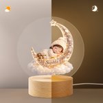 Personalizzato 3D foto luna nuvola bambino addormentato bambola luce notturna acrilico con nome camera Decor Baby Shower regalo di compleanno per i neonati