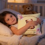 Personalized Cute Mother and Baby Animal Soft Throw Pillow Cover with Name and Year Home Decor Mother's Day Birthday Gift for Moms