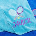 Toalla personalizada bordada multicolor con nombre accesorio deportivo regalo de cumpleaños para jugador de tenis y entrenador