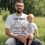 Personalized Elephant Parent Child Outfit Our First Father’s Day Together Shirt Father's Day Gift for Baby Father
