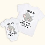 Personalized Elephant Parent Child Outfit Our First Father’s Day Together Shirt Father's Day Gift for Baby Father