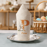 Personalized Cute Bunny Flower Linen Napkin with Initial and Name Table Decoration Easter Party Gift for Kids Family Friends