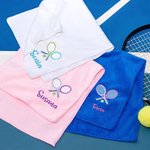 Toalla personalizada bordada multicolor con nombre accesorio deportivo regalo de cumpleaños para jugador de tenis y entrenador
