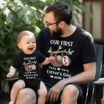 Gepersonaliseerd luiaard Vader en Zoon Onze eerste Vaderdag Samen Shirt Ouder Kind Outfit Vaderdag Cadeau Baby Shower Gift