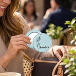 Miroir de maquillage de poche pliable avec nom et fleur de naissance personnalisée Outils de maquillage Anniversaire Cadeau de demoiselle d'honneur pour elle
