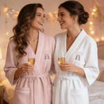 Personlig Champagne Pink Bow Waffle Dressing Gown Badrock med broderat namn Anniversary Birthday Party Gift for Girls Besties