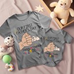 Personalized Fist Bump Father and Baby Tees Best Dad 100% Cotton T-shirt Our First Father’s Day Gift for New Dad