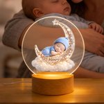 Personalizzato 3D foto luna nuvola bambino addormentato bambola luce notturna acrilico con nome camera Decor Baby Shower regalo di compleanno per i neonati