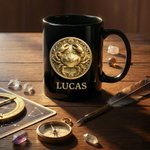 Personalised The Golden Twelve Zodiac Signs Black Ceramic Mug with Name Father's Day Birthday for Him Dad Boyfriend