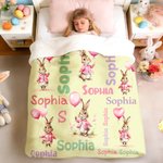 Personalised Cute Easter Peter Rabbit Soft Throw Blanket with Name Home Decor Easter Baby Shower Gift for Newborns Kids