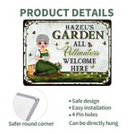 Personalisierte Vintage Cartoon Charakter Weißblech Garten Zeichen mit Namen Garten Dekoration Geburtstag Geschenk für Gartenarbeit Liebhaber Großeltern
