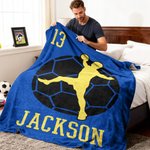Personalized Handball-Themed Silhouette Soft Throw Blanket with Name and Number Home Decor Birthday Gift for Handball Enthusiasts