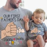 Personalized Fist Bump Father and Baby Tees Best Dad 100% Cotton T-shirt Our First Father’s Day Gift for New Dad