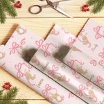 Personalized Bunny Bow Wrapping Paper with Name Set of 3 Easter Party Favors Gift for Kids