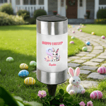Personalized Happy Easter Cute Bunny Initial Waterproof Solar Garden Light with Name Garden Decor Daily Use Easter Party Gift for Family Kids