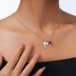 Personalisierte herzförmige Foto Projektion Halskette mit Pfote Namen Verlust Gedenkschmuck Erinnerungstück Geburtstag Geschenk für Haustierbesitzer