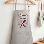 Tablier de lin ajustable avec poche et nom Cadeau d'anniversaire pour les amoureux de la cuisine et de la pâtisserie