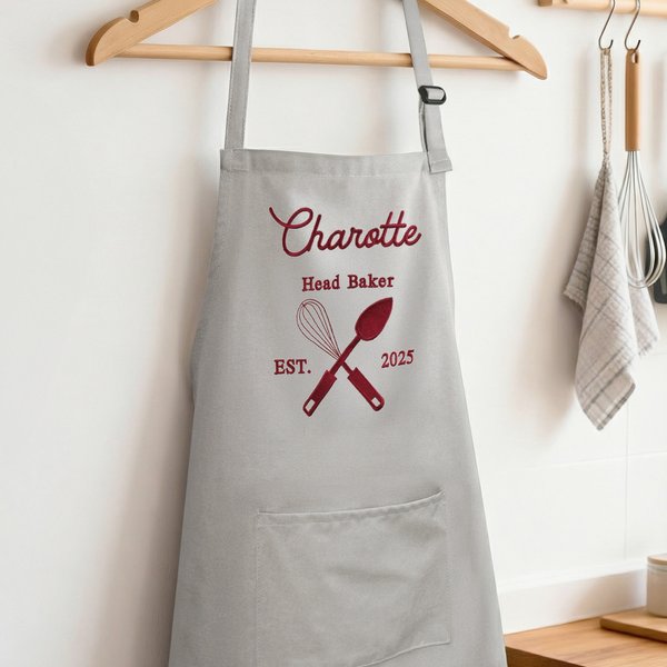 Tablier de lin ajustable avec poche et nom Cadeau d'anniversaire pour les amoureux de la cuisine et de la pâtisserie
