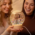 Personalizzato fiore farfalle foto LED acrilico luce notturna Desk Decor Compleanno Anniversario regalo per sorelle Besties