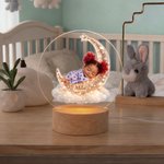 Personalizzato 3D foto luna nuvola bambino addormentato bambola luce notturna acrilico con nome camera Decor Baby Shower regalo di compleanno per i neonati