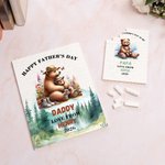 Personalisierte niedlichen Cartoon umarmen Bär Bauklötze Puzzles mit Namen und Titel Vatertag Geburtstag Geschenk für Papa Opa