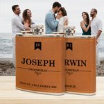 Personalised Portable PU Leather 6oz Hip Flask with Name Wedding Father's Day Gift for Man