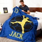 Gepersonaliseerde Zachte Deken met Handbalsilhouet Naam en Nummer Woondecoratie en Verjaardagscadeau voor Handballiefhebbers