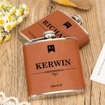 Personalised Portable PU Leather 6oz Hip Flask with Name Wedding Father's Day Gift for Man