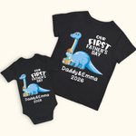Personalized Dinosaur Dad and Son Daughter Cotton T-shirt Suit Our First Father’s Day Gift Special Gift for Dad Men