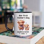 Personalisierte Eltern-Kind Cartoon Tier Panda Einhorn Dinosaurier 11 oz Keramikbecher mit Namen Jahr Vatertag Geburtstag Danke Geschenk für Papa