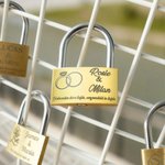 Gepersonaliseerde Ring Hart Messing Liefdesslotset met Sleutel met Naam en Tekst Bruiloft Verloving Verjaardag Valentijnsdag Cadeau voor Koppels