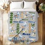 Personalised Cute Easter Peter Rabbit Soft Throw Blanket with Name Home Decor Easter Baby Shower Gift for Newborns Kids