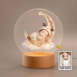 Personalizzato 3D foto luna nuvola bambino addormentato bambola luce notturna acrilico con nome camera Decor Baby Shower regalo di compleanno per i neonati