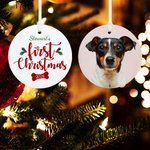 Personalised Ceramic Dog First Christmas Ornament with Photo and Name Christmas Tree Decor Gift for Dog Lovers Dog Mom Dog Dad