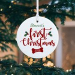 Personalised Ceramic Dog First Christmas Ornament with Photo and Name Christmas Tree Decor Gift for Dog Lovers Dog Mom Dog Dad