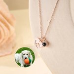 Personalisierte herzförmige Foto Projektion Halskette mit Pfote Namen Verlust Gedenkschmuck Erinnerungstück Geburtstag Geschenk für Haustierbesitzer