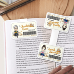 Personalised Cartoon Reading Character Magnetic Bookmark Clip with Name and Surname Reading Supplies Birthday Gift for Book Lovers Bookworms