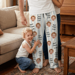Personalized Stripe 1-4 Photos Drawstring Long Pajama Pants with Name Mother's Day Birthday Gift for Women Men Kids