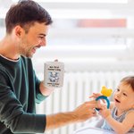 Personalisierte Eltern-Kind Cartoon Tier Panda Einhorn Dinosaurier 11 oz Keramikbecher mit Namen Jahr Vatertag Geburtstag Danke Geschenk für Papa