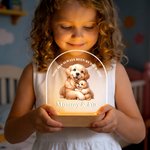 Personalisierte niedliche Tier Mutter Kind gewölbt LED-Nachtlicht mit Namen und hölzerne Basis Home Decor Muttertag Urlaub Geschenk für Mama Kind