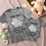Personalized Elephant Parent Child Outfit Our First Father’s Day Together Shirt Father's Day Gift for Baby Father