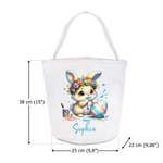 Personalized Cute Easter Egg Bunny Large Capacity Canvas Easter Basket with Name Easter Party Gift for Boys Girls