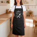 Tablier de lin ajustable avec poche et nom Cadeau d'anniversaire pour les amoureux de la cuisine et de la pâtisserie