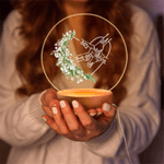 Personalized Heart Birth Flower Acrylic LED Night Light with Name and Wooden Base Home Decor Mother's Day Gift for Women