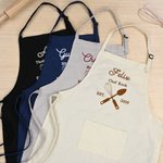 Tablier de lin ajustable avec poche et nom Cadeau d'anniversaire pour les amoureux de la cuisine et de la pâtisserie