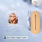 Personalisierte niedliche Tier Mutter Kind gewölbt LED-Nachtlicht mit Namen und hölzerne Basis Home Decor Muttertag Urlaub Geschenk für Mama Kind