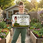 Personalisierte Vintage Cartoon Charakter Weißblech Garten Zeichen mit Namen Garten Dekoration Geburtstag Geschenk für Gartenarbeit Liebhaber Großeltern