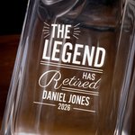 Personalized The Legend Has Retired Whiskey Decanter Glass with Date and Name Retirement Christmas Gift for Grandad